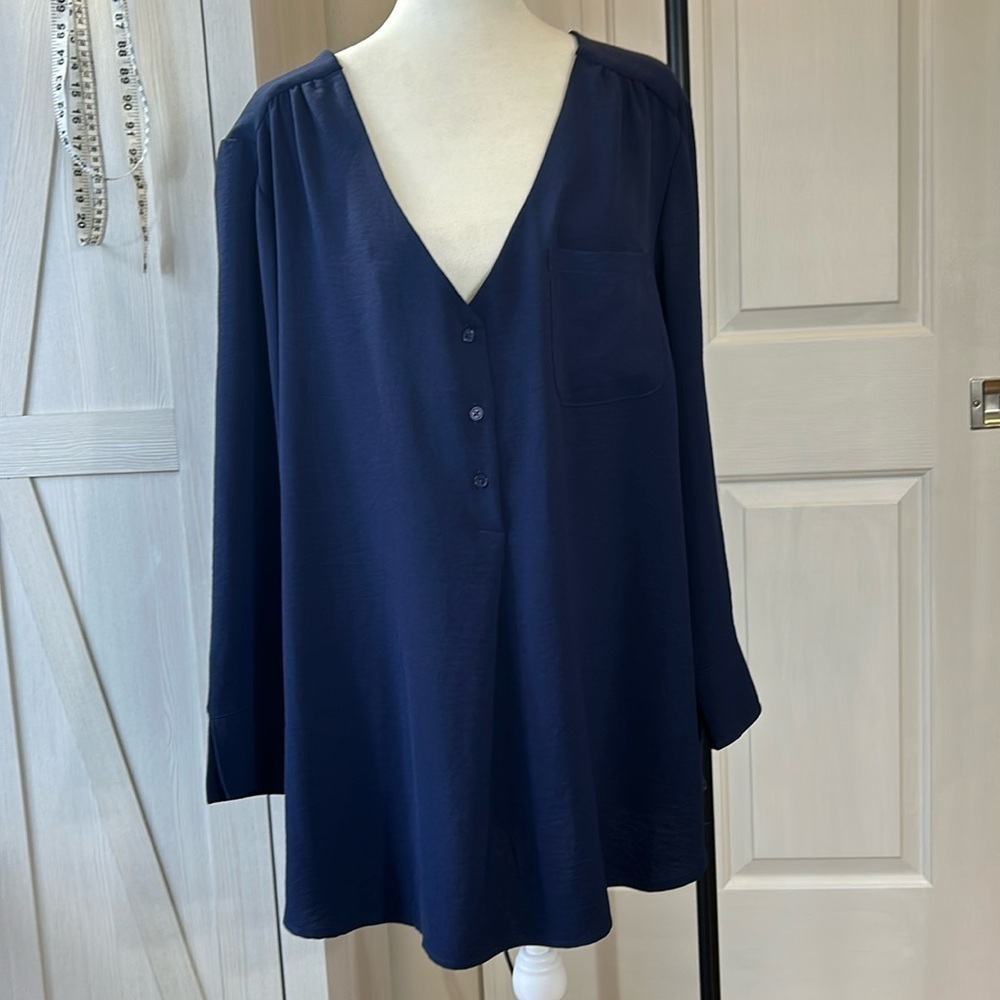 Fred David NWT Navy 3/4 Sleeve Blouse Sz 2X